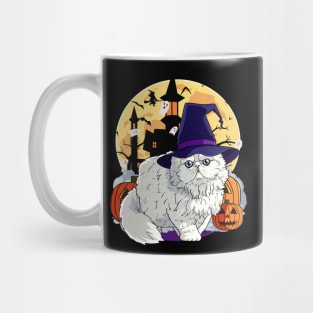 Persian Cat Funny Halloween Witch Pumpkin Mug